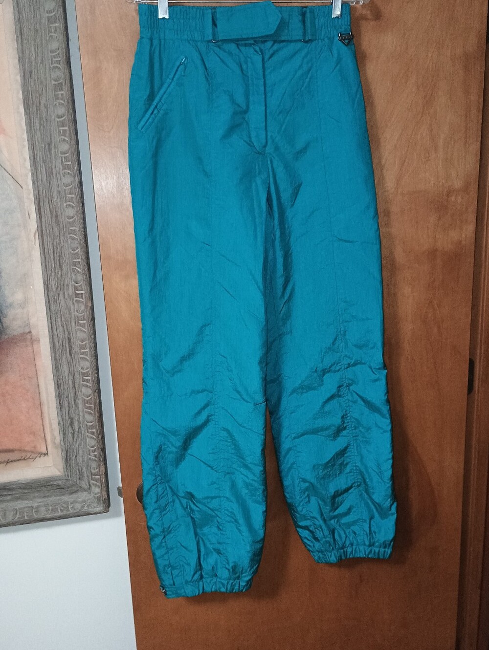 Vintage Fera Snow Snowboard Ski Pants Sz 12 Womens Insulated Aqua Green Nylon